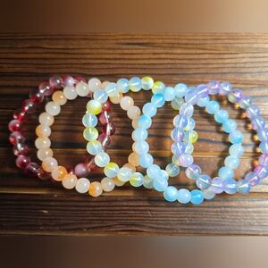 Bohemian Style Handmade Stretch Bead Bracelets Colorful Burst Pattern set of 5!